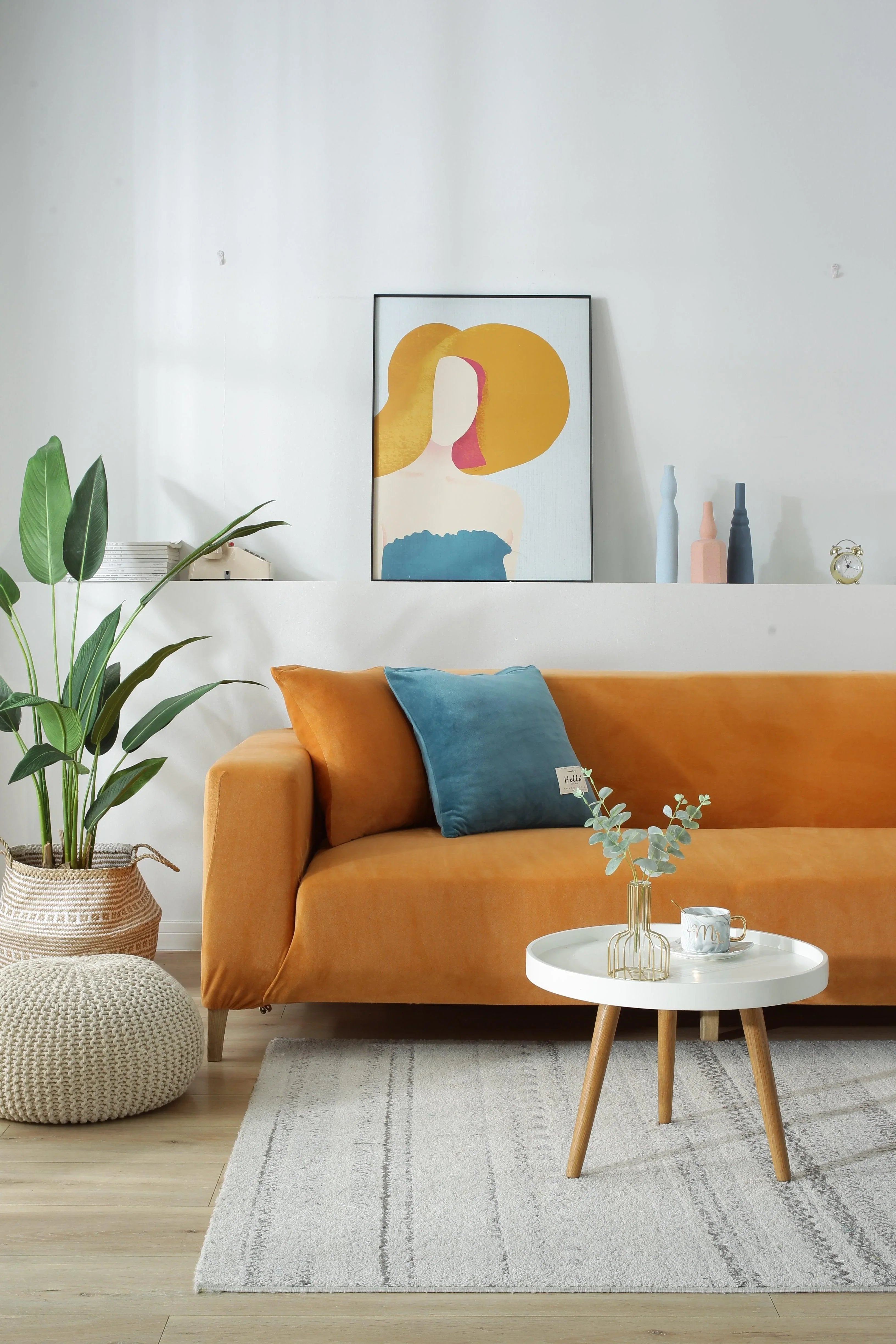 Sofa Cover - Velvet - Orange - Adaptable & Expandable - The sofa cover crafter