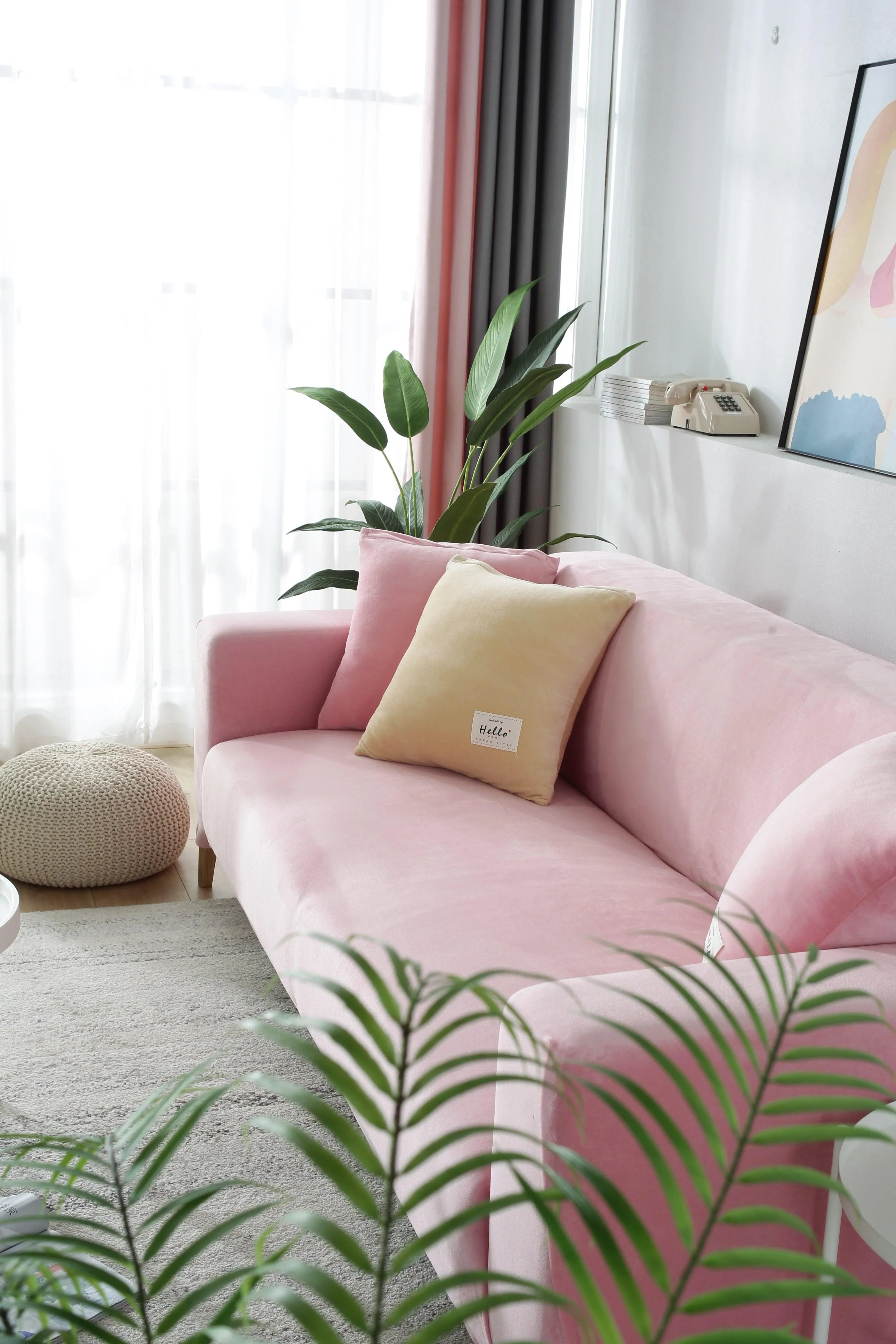 Sofa Cover - Velvet - Pink - Adaptable & Expandable - The sofa cover crafter