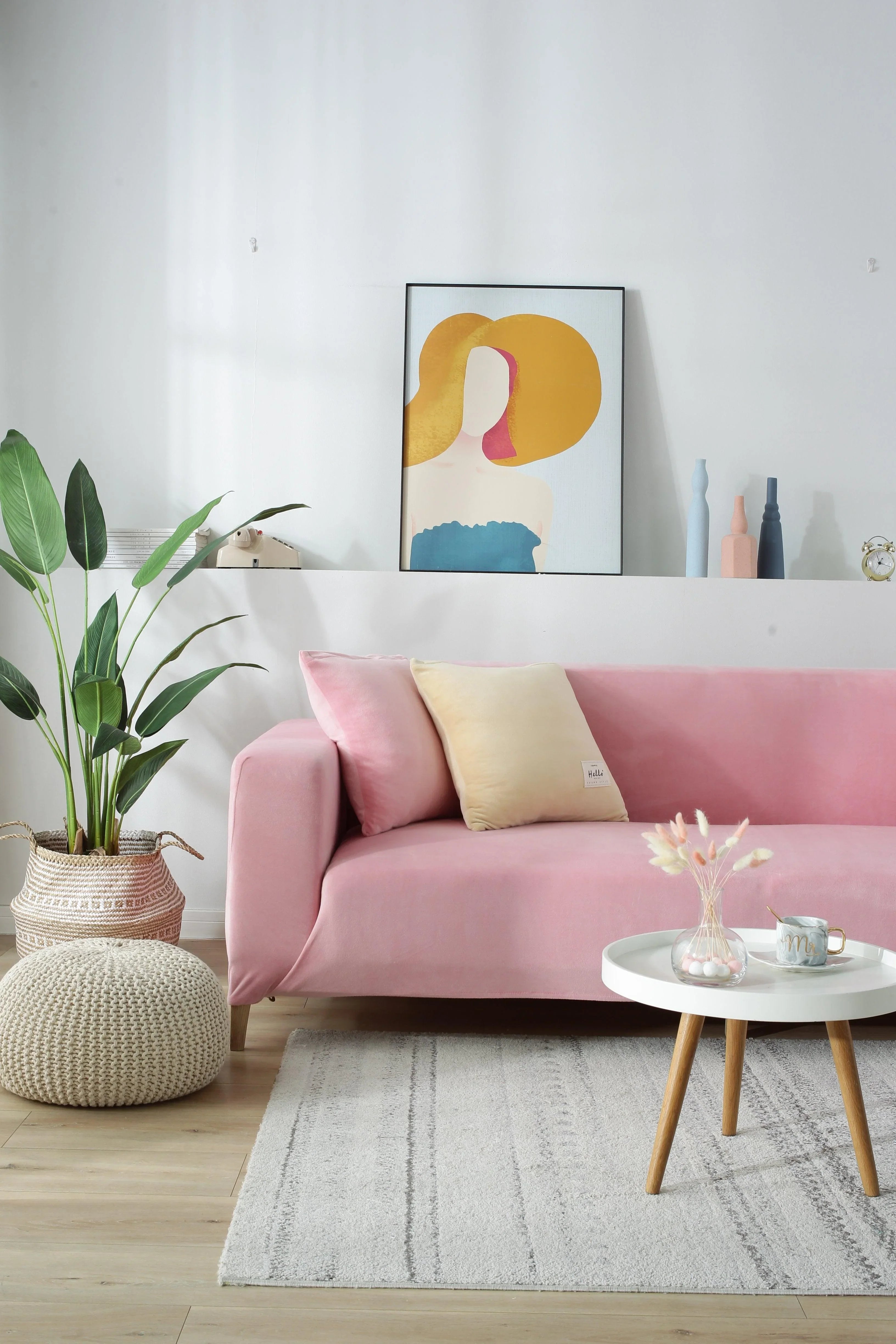 Sofa Cover - Velvet - Pink - Adaptable & Expandable - The sofa cover crafter
