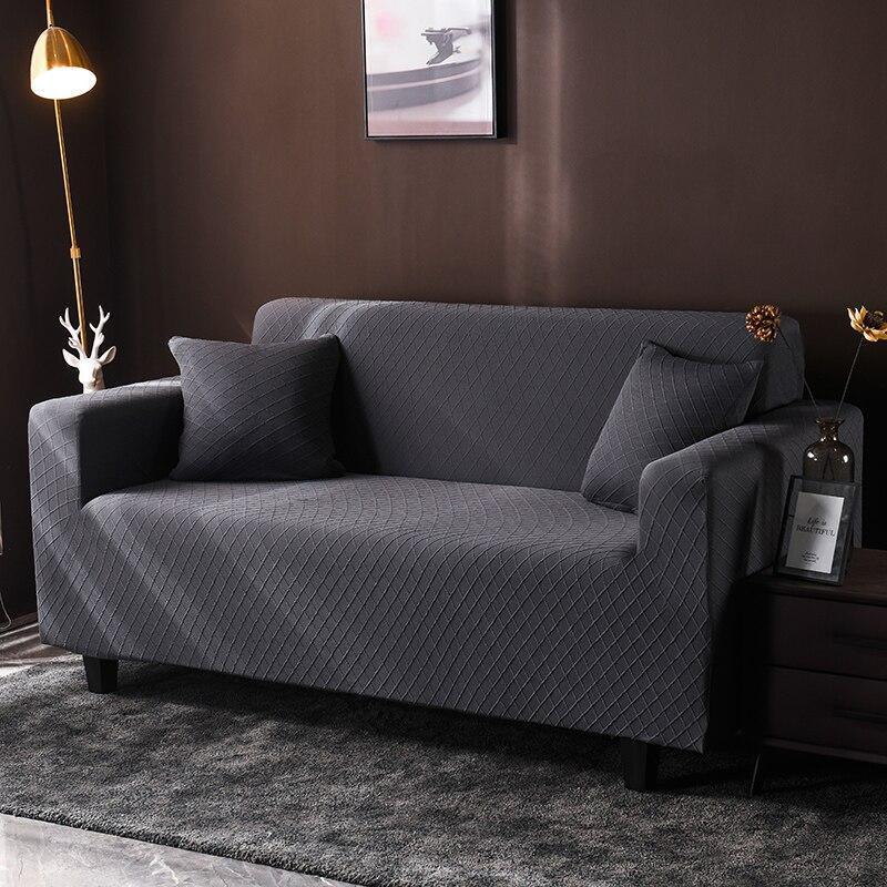 Sofa Cover - Wide Jacquard - Black - Adaptable & Expandable - The sofa cover crafter