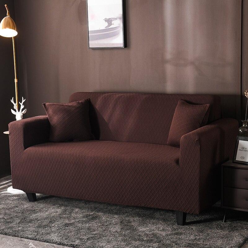 Sofa Cover - Wide Jacquard - Brown - Adaptable & Expandable - The sofa cover crafter