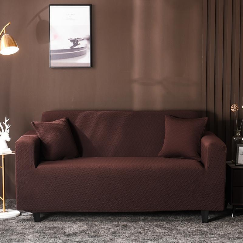 Sofa Cover - Wide Jacquard - Brown - Adaptable & Expandable - The sofa cover crafter