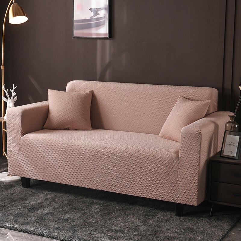 Sofa Cover - Wide Jacquard - Light Brown - Adaptable & Expandable - The sofa cover crafter