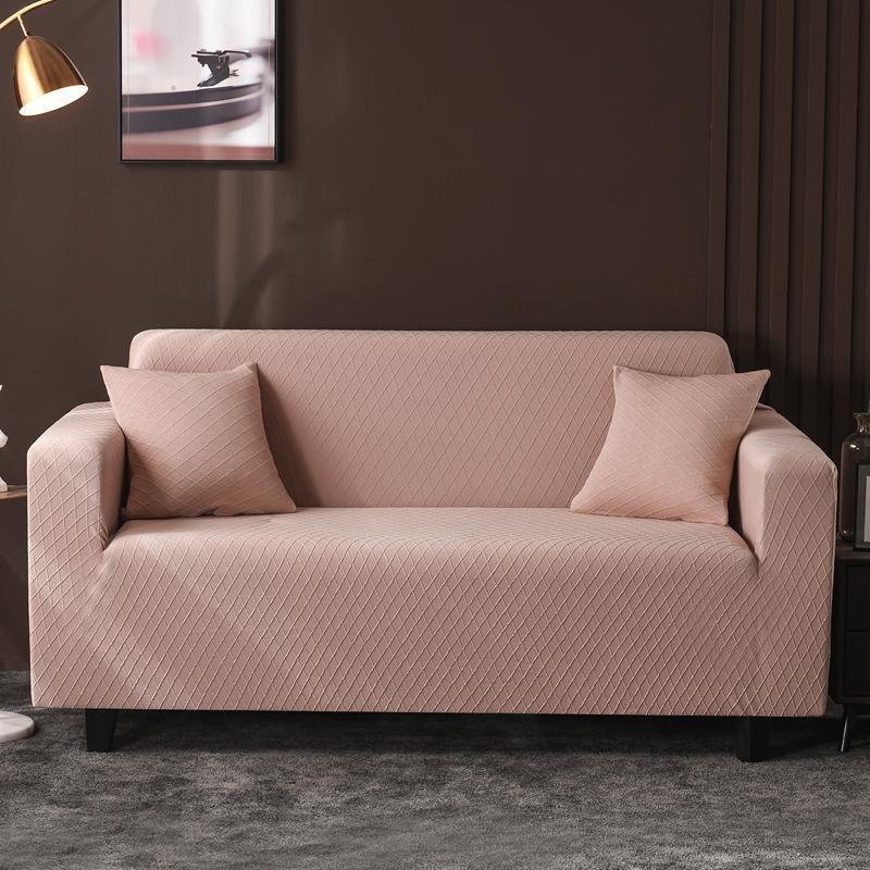 Sofa Cover - Wide Jacquard - Light Brown - Adaptable & Expandable - The sofa cover crafter