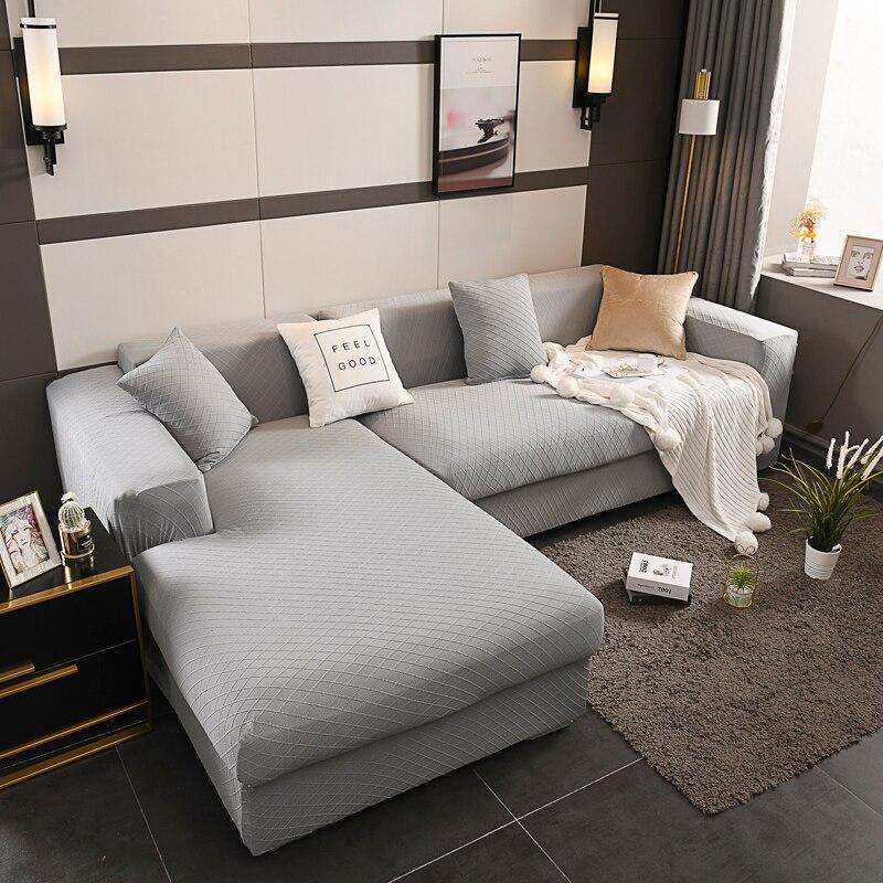 Sofa Cover - Wide Jacquard - Light Concrete Grey - Adaptable & Expandable - The sofa cover crafter