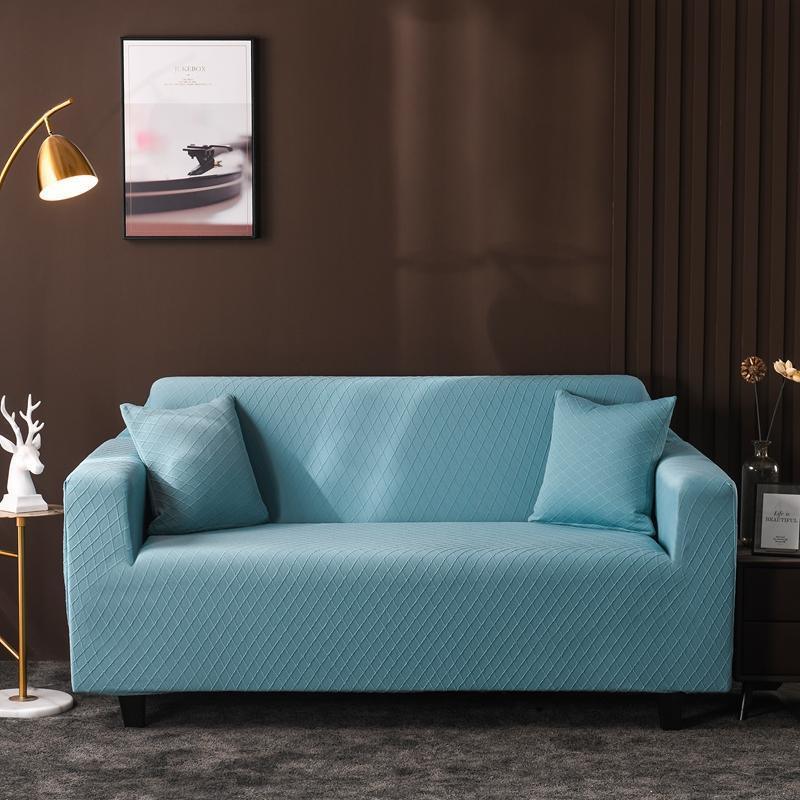 Sofa Cover - Wide Jacquard - Sky Blue - Adaptable & Expandable - The sofa cover crafter