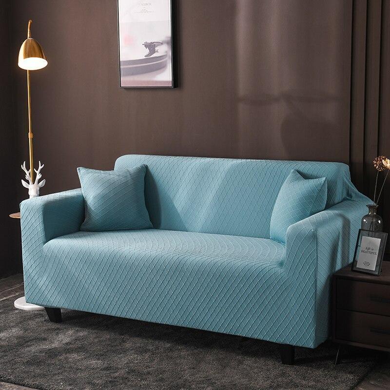 Sofa Cover - Wide Jacquard - Sky Blue - Adaptable & Expandable - The sofa cover crafter