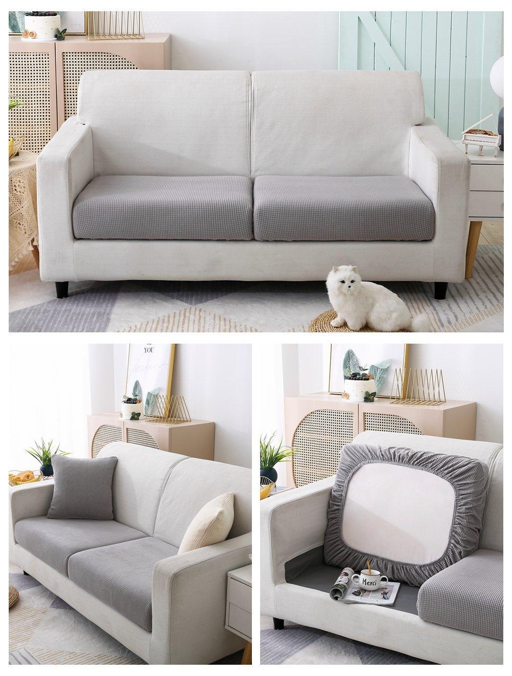 Sofa Cushion Cover - Narrow Jacquard - Light Grey - The sofa cover crafter