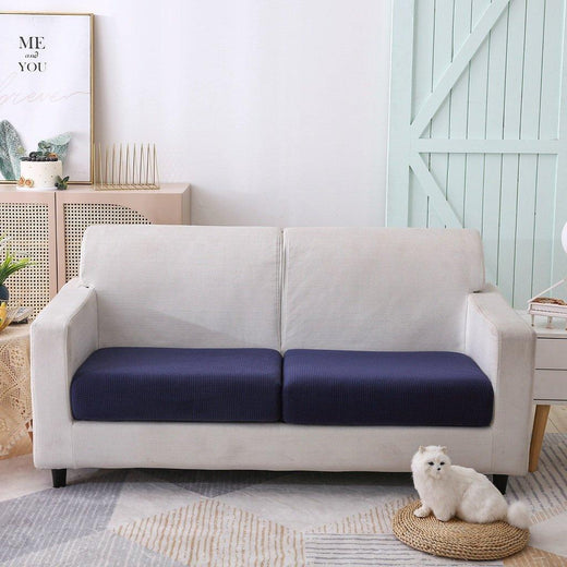 Sofa Cushion Cover - Narrow Jacquard - Navy blue - The sofa cover crafter