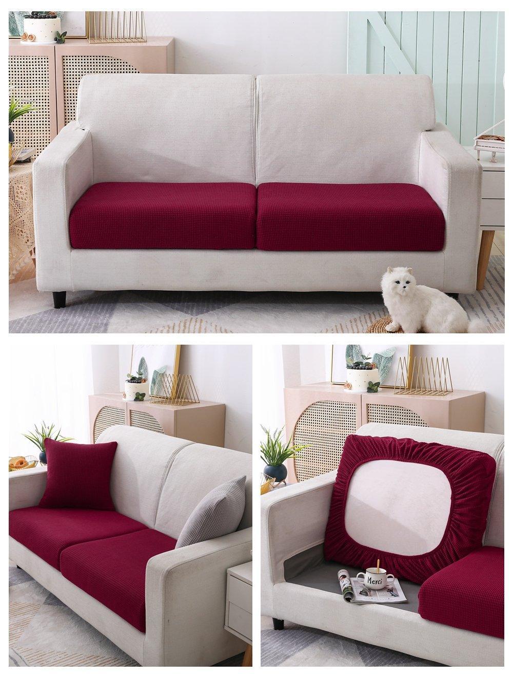 Sofa Cushion Cover - Narrow Jacquard - Red Garnet - The sofa cover crafter